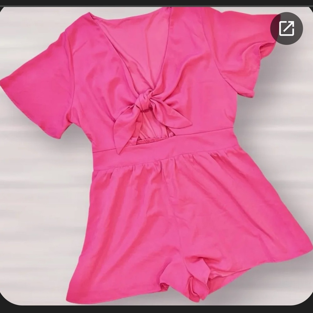Vibrant Pink Tie-Front Romper